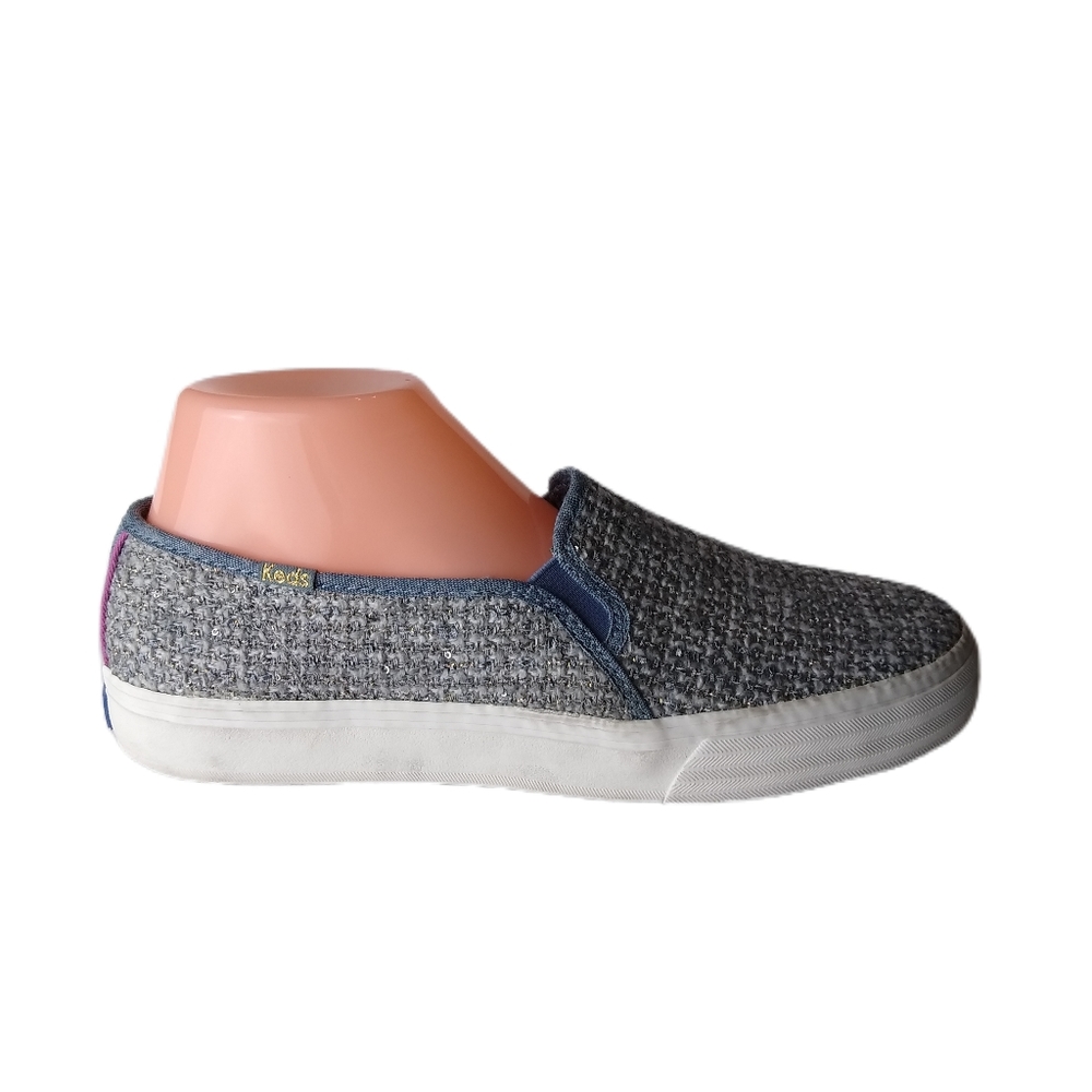 Keds Ortholite Tennis Shoes Tweed Sparkle Gray Blue S… Gem